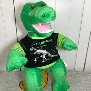 Build A Bear Green Alligator Plush 17" Tall with Carnosaur Shirt & Sound